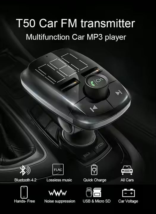 Transmisor FM para carro con bluetooth